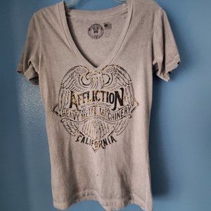 Affliction, Size M, Gray and Gold short sleeve tee